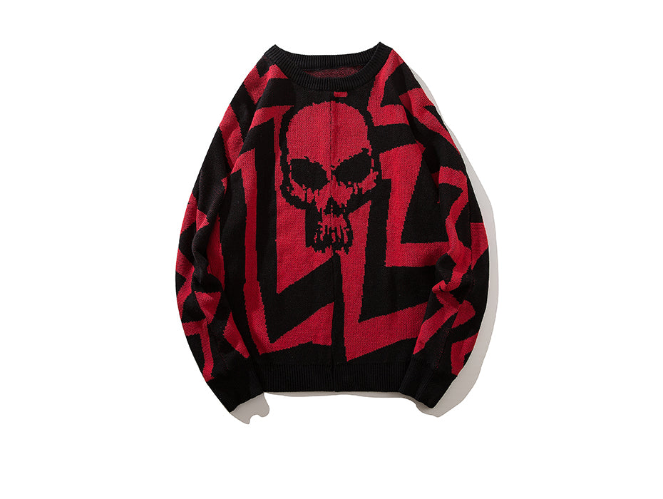 Men Skull Printed Hip Hop Sweater Streetwear High Quality Loose Oversized Sweaters Casual Pullover Clothing KA13 | Vimost Shop.