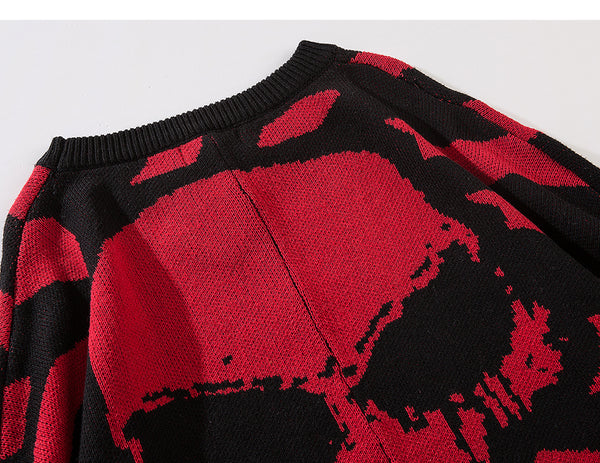 Men Skull Printed Hip Hop Sweater Streetwear High Quality Loose Oversized Sweaters Casual Pullover Clothing KA13 | Vimost Shop.