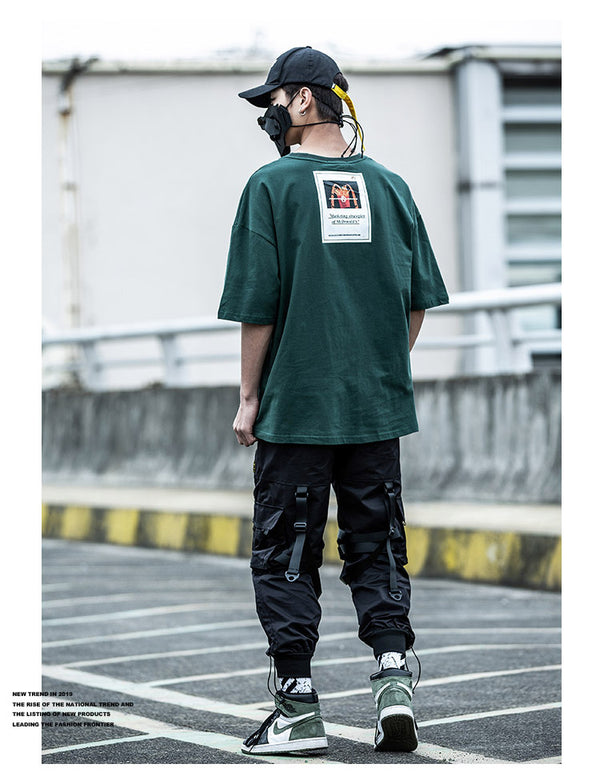 Multi-pocket Hip Hop Harem Pants Men Elastic Waist Trousers Joggers Casual Loose Ribbons Cargo Pants Sweatpants | Vimost Shop.