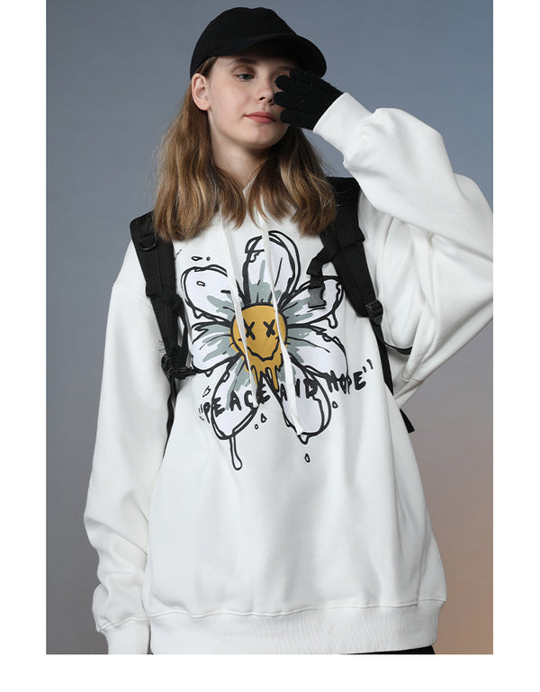 Harajuku Hoodie Sweatshirt Daisy Flower Mens Streetwear Hip Hop Hoodie Pullover Cotton Hooded Sweatshirt Fleece Winter | Vimost Shop.