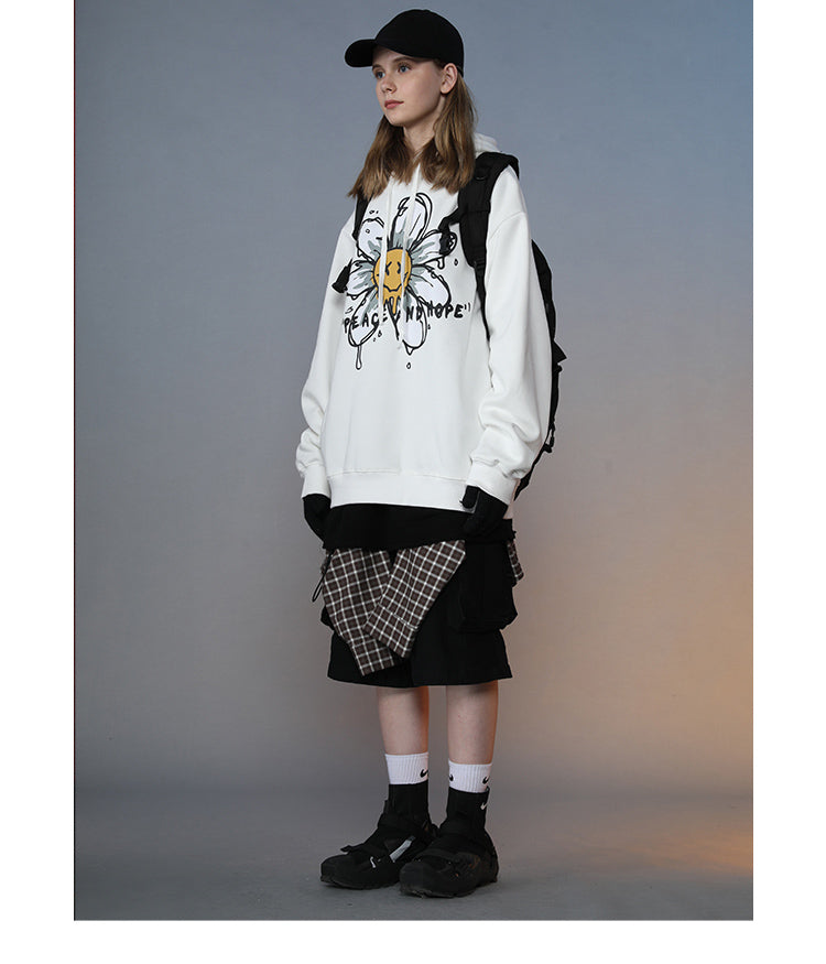 Harajuku Hoodie Sweatshirt Daisy Flower Mens Streetwear Hip Hop Hoodie Pullover Cotton Hooded Sweatshirt Fleece Winter | Vimost Shop.