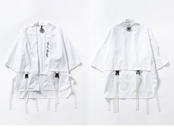 Harajuku Open Stitch Jackets Men Hip Hop Thin Coats Ribbons Japanese Style Male Seven-cent Sleeve Streetwear | Vimost Shop.