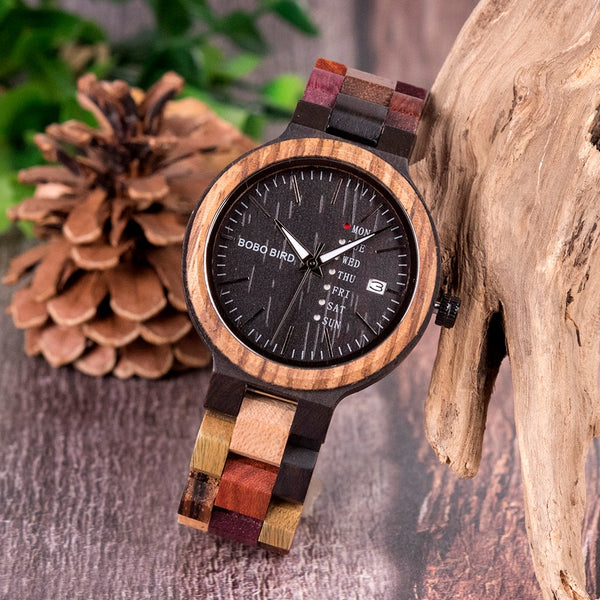 Wood Ladies Watches Women  Quartz Wristwatch Female Show Date Week Fast Shipping From USA Gift Box | Vimost Shop.