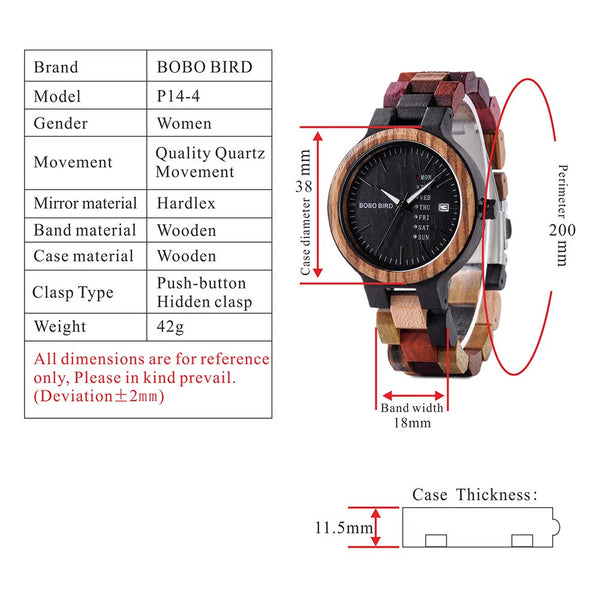 Wood Ladies Watches Women  Quartz Wristwatch Female Show Date Week Fast Shipping From USA Gift Box | Vimost Shop.