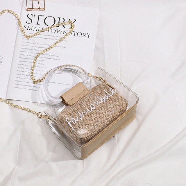 Transparent Jelly Bag Women's Shoulder Crossover Bag/Handbag Mother-in-law Bags Summer Straw Casual Fairy Bag Beach Handbag | Vimost Shop.
