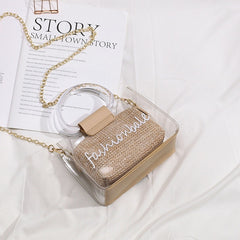 Transparent Jelly Bag Women's Shoulder Crossover Bag/Handbag Mother-in-law Bags Summer Straw Casual Fairy Bag Beach Handbag