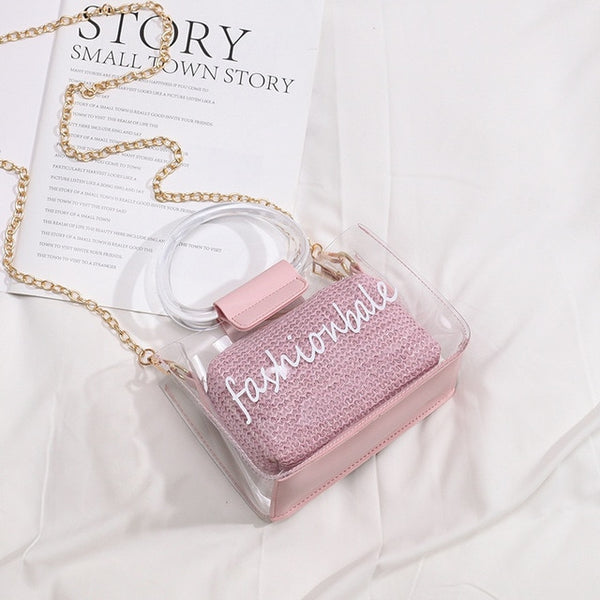Transparent Jelly Bag Women's Shoulder Crossover Bag/Handbag Mother-in-law Bags Summer Straw Casual Fairy Bag Beach Handbag | Vimost Shop.