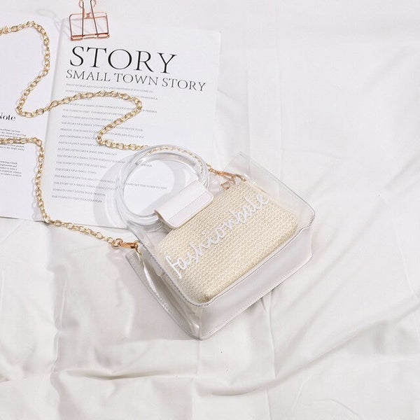 Transparent Jelly Bag Women's Shoulder Crossover Bag/Handbag Mother-in-law Bags Summer Straw Casual Fairy Bag Beach Handbag | Vimost Shop.