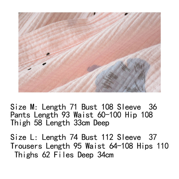 Pure Cotton Yarn Kimono Pajamas V-Neck Printing Plus Size Pijama Mujer Loungewear Women 2 Piece Sleepwear Autumn Fashion | Vimost Shop.