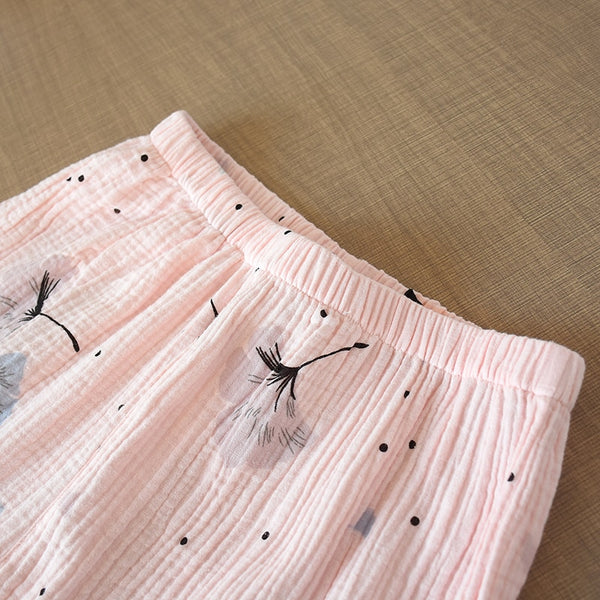 Pure Cotton Yarn Kimono Pajamas V-Neck Printing Plus Size Pijama Mujer Loungewear Women 2 Piece Sleepwear Autumn Fashion | Vimost Shop.