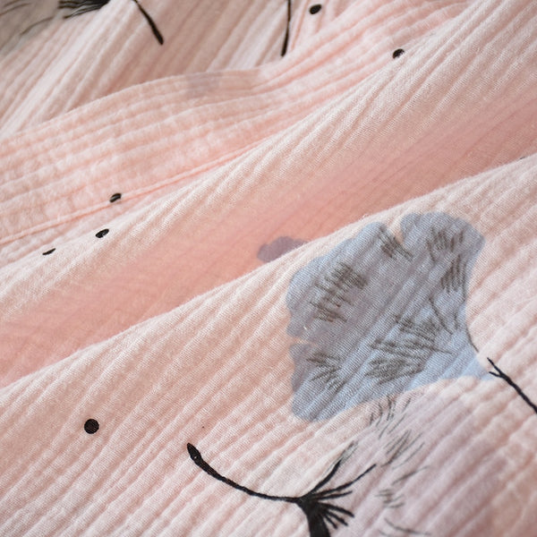 Pure Cotton Yarn Kimono Pajamas V-Neck Printing Plus Size Pijama Mujer Loungewear Women 2 Piece Sleepwear Autumn Fashion | Vimost Shop.