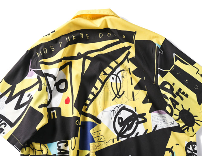 Hip Hop Shirts Graffiti Printing Hawaii Aloha Fancy Beach Streetwear Summer Men Casual Short Sleeve Holiday Shirt | Vimost Shop.