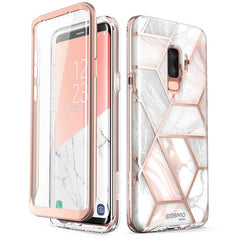 For Samsung Galaxy S9 Plus Case Cosmo Full-Body Glitter Marble Bumper Protective Cover with Built-in Screen Protector