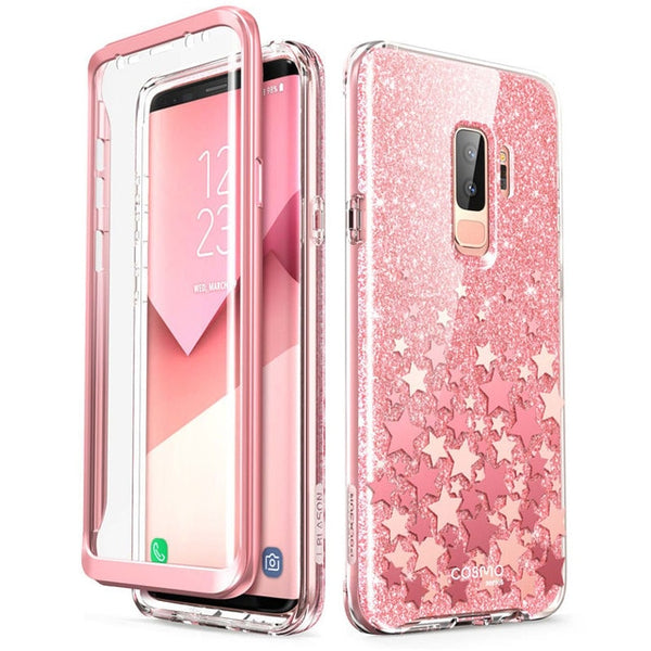 For Samsung Galaxy S9 Plus Case Cosmo Full-Body Glitter Marble Bumper Protective Cover with Built-in Screen Protector | Vimost Shop.