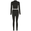 Autumn Women Yoga Set Mock Neck Long Sleeve Crop Top Fitness Leggings Pants Gym Workout Outdoor Sports Suits Active Wear | Vimost Shop.