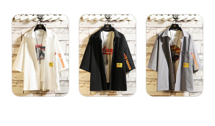 White Oversized Cotton Military Mens Blouses Fashion Summer Casual Shirts Top Men Loose Short Sleeve Japanese Male Blouse | Vimost Shop.