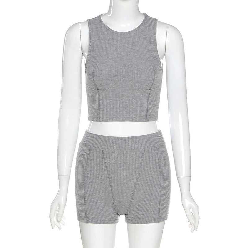 Sexy Women Casual Two Pieces Set Tank Crop Top Skinny Pants Workout Tracksuit High Elastic Fitness Jogger Sporty Fashion Suit | Vimost Shop.