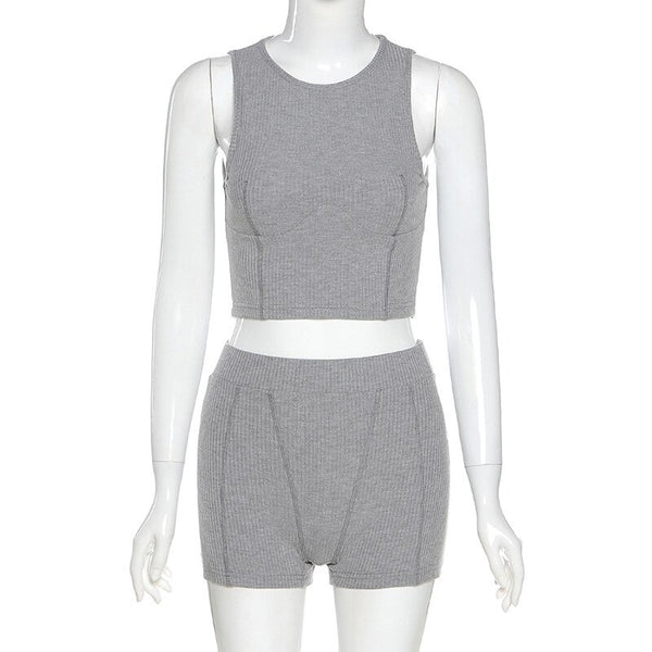 Sexy Women Casual Two Pieces Set Tank Crop Top Skinny Pants Workout Tracksuit High Elastic Fitness Jogger Sporty Fashion Suit | Vimost Shop.