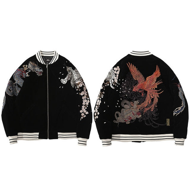 Streetwear Jacket Mens Hip Hop Coat Animals Floral Embroidery Jacket Zipper Cotton Track Jacket Coat Outwear Winter Parkas | Vimost Shop.
