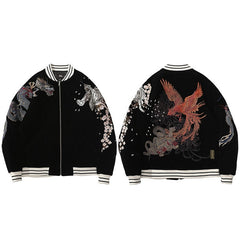 Streetwear Jacket Mens Hip Hop Coat Animals Floral Embroidery Jacket Zipper Cotton Track Jacket Coat Outwear Winter Parkas