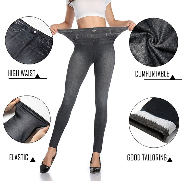 Faux Denim Jeans Leggings High Waist Fashion Slim Women Seamless Leggings Sexy Long Printing Fitness Legging Casual Pencil Pants | Vimost Shop.