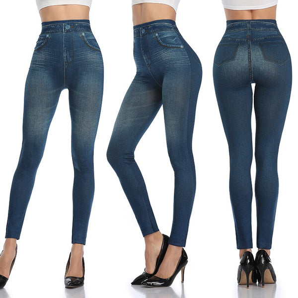 Faux Denim Jeans Leggings High Waist Fashion Slim Women Seamless Leggings Sexy Long Printing Fitness Legging Casual Pencil Pants | Vimost Shop.