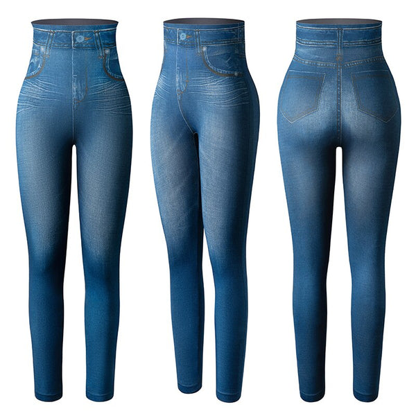 Faux Denim Jeans Leggings High Waist Fashion Slim Women Seamless Leggings Sexy Long Printing Fitness Legging Casual Pencil Pants | Vimost Shop.