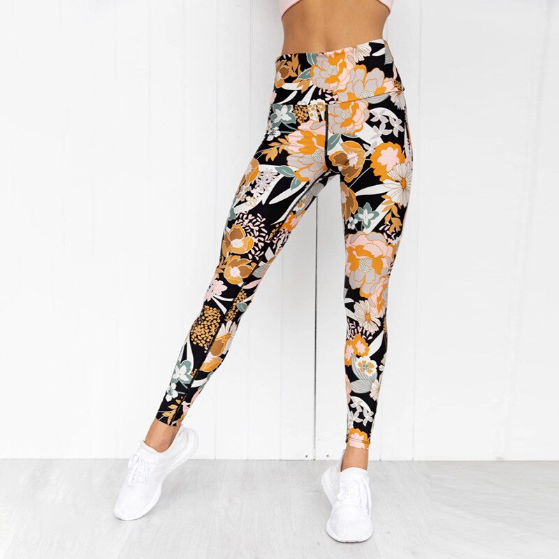 Flower Print Yoga Fitness Clothing For Women Vest Crop Top Leggings Sports Pants Suit Gym Fitness Jogging Slim Tracksuit Outfits | Vimost Shop.