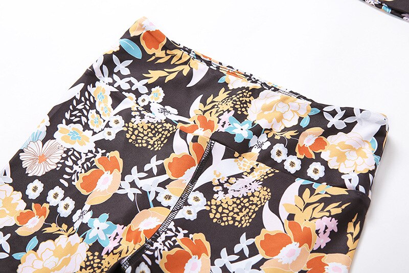 Flower Print Yoga Fitness Clothing For Women Vest Crop Top Leggings Sports Pants Suit Gym Fitness Jogging Slim Tracksuit Outfits | Vimost Shop.