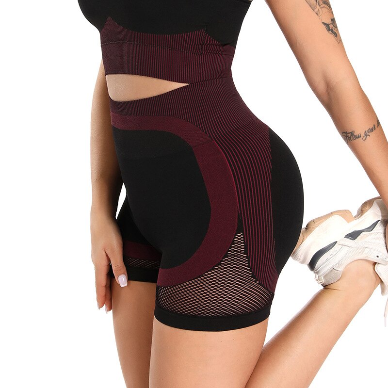 Sheer Mesh Patchwork Seamless Fitness Yoga Shorts Hollow Out Training Workout Sports Leggings Shorts Energy Sportswear Gym Pants | Vimost Shop.