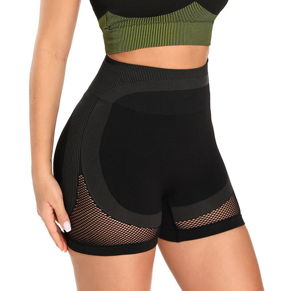 Sheer Mesh Patchwork Seamless Fitness Yoga Shorts Hollow Out Training Workout Sports Leggings Shorts Energy Sportswear Gym Pants | Vimost Shop.