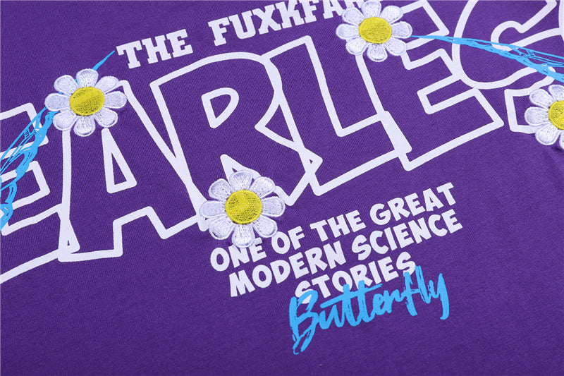 Urban Style Daisy Embroidery Short Sleeve T Shirts Harajuku Hip Hop Casual Tops Men Oversize Tshirts Streetwear Store | Vimost Shop.