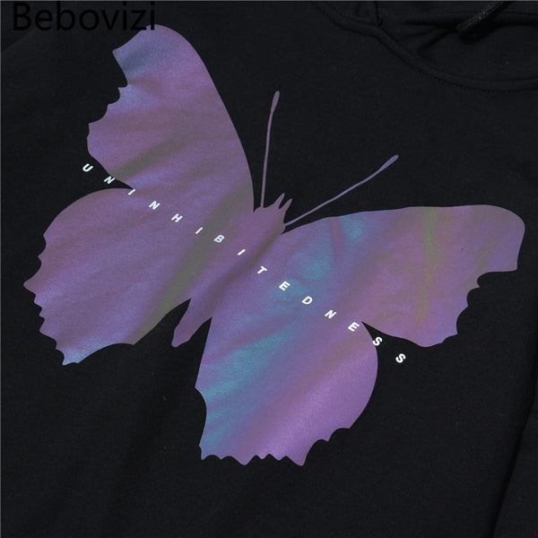 Men Hip Hop Variable Reflective Butterfly Hoodie Sweatshirt Autumn Streetwear Harajuku Oversized Cotton Pullover Hoodie | Vimost Shop.