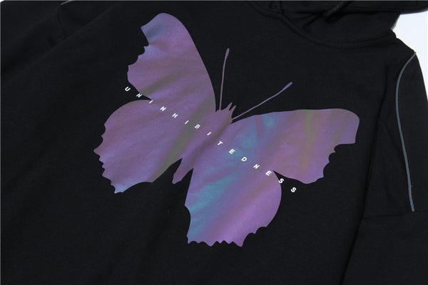 Men Hip Hop Variable Reflective Butterfly Hoodie Sweatshirt Autumn Streetwear Harajuku Oversized Cotton Pullover Hoodie | Vimost Shop.