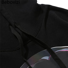 Reflective Anime Hooded Sweatshirts Hoodies Japanese Men/women Harajuku Casual Pullover Hoodie Hip Hop Cotton Tops