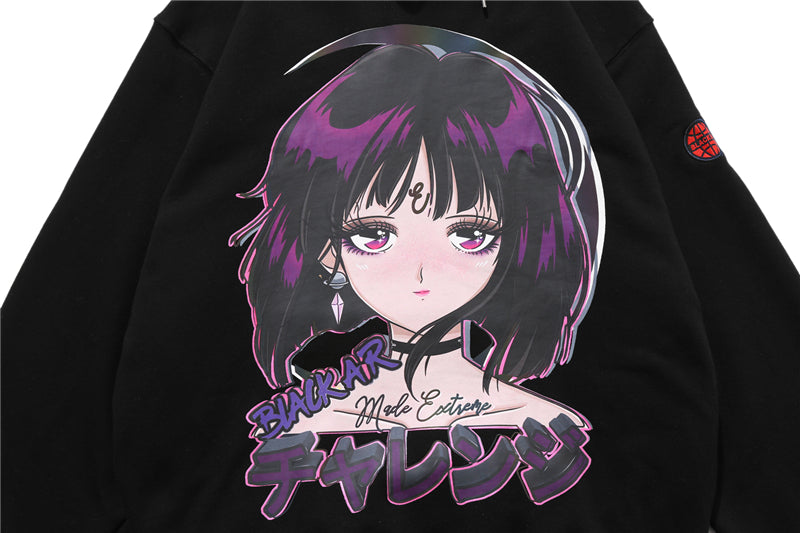 Reflective Anime Hooded Sweatshirts Hoodies Japanese Men/women Harajuku Casual Pullover Hoodie Hip Hop Cotton Tops | Vimost Shop.