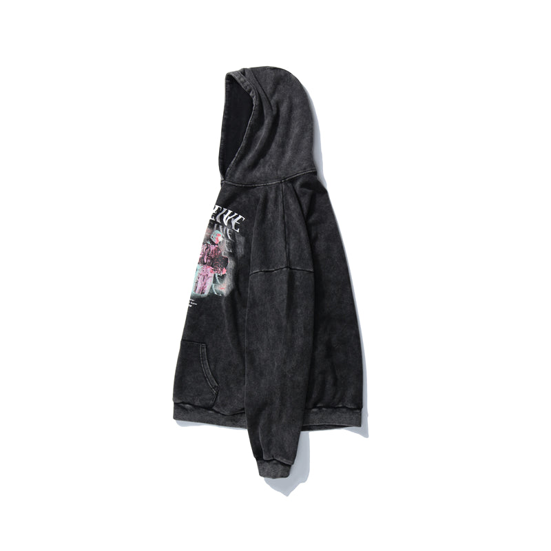 Streetwear Perceived Print Washed Hoodie Men Hip Hop Harajuku Oversized Hoodie Sweatshirt Pullover Autumn Cotton Black | Vimost Shop.