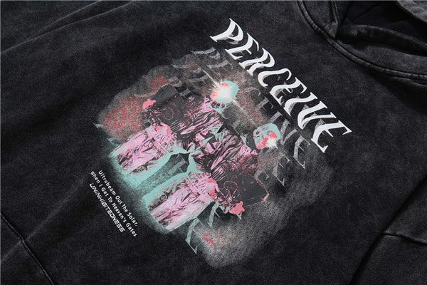 Streetwear Perceived Print Washed Hoodie Men Hip Hop Harajuku Oversized Hoodie Sweatshirt Pullover Autumn Cotton Black | Vimost Shop.