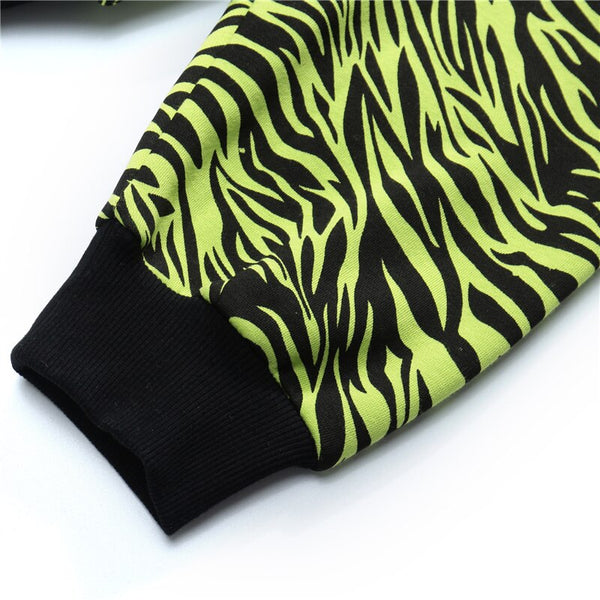 Streetwear Green Zebra Pattern Hoodies Sweatshirt Hip Hop Hoodie Autumn Harajuku Pullover Oversize Unisex Clothes | Vimost Shop.