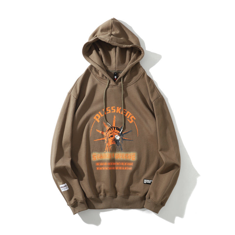 Street Wear Hip Hop Style Funny Statue of Liberty Hoodie Sweatshirt Men Harajuku Hoodie Pullover Cotton Khaki | Vimost Shop.
