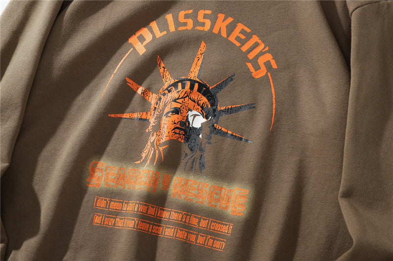 Street Wear Hip Hop Style Funny Statue of Liberty Hoodie Sweatshirt Men Harajuku Hoodie Pullover Cotton Khaki | Vimost Shop.