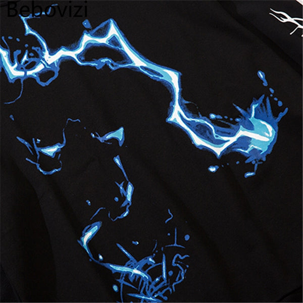Men Blue Lightning Hoodie Sweatshirt Hip Hop Streetwear Hoodie Pullover Harajuku Autumn Winter Hoodies Cotton | Vimost Shop.