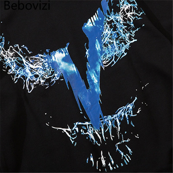 Men Blue Lightning Hoodie Sweatshirt Hip Hop Streetwear Hoodie Pullover Harajuku Autumn Winter Hoodies Cotton | Vimost Shop.