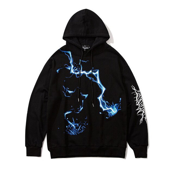 Men Blue Lightning Hoodie Sweatshirt Hip Hop Streetwear Hoodie Pullover Harajuku Autumn Winter Hoodies Cotton | Vimost Shop.
