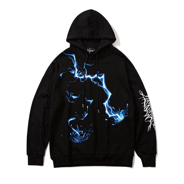 Men Blue Lightning Hoodie Sweatshirt Hip Hop Streetwear Hoodie Pullover Harajuku Autumn Winter Hoodies Cotton | Vimost Shop.