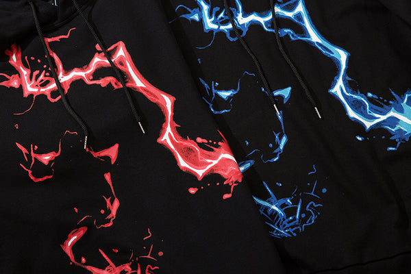Men Blue Lightning Hoodie Sweatshirt Hip Hop Streetwear Hoodie Pullover Harajuku Autumn Winter Hoodies Cotton | Vimost Shop.
