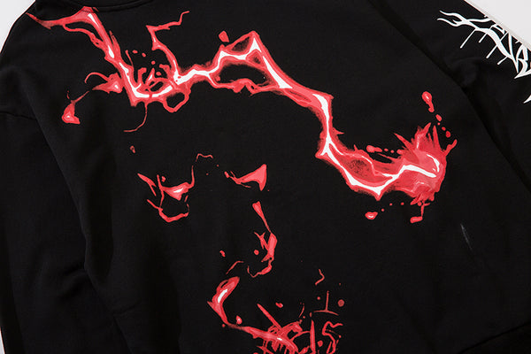Men Blue Lightning Hoodie Sweatshirt Hip Hop Streetwear Hoodie Pullover Harajuku Autumn Winter Hoodies Cotton | Vimost Shop.