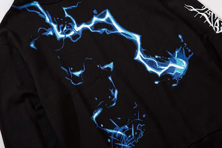 Men Blue Lightning Hoodie Sweatshirt Hip Hop Streetwear Hoodie Pullover Harajuku Autumn Winter Hoodies Cotton | Vimost Shop.