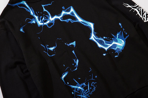 Men Blue Lightning Hoodie Sweatshirt Hip Hop Streetwear Hoodie Pullover Harajuku Autumn Winter Hoodies Cotton | Vimost Shop.