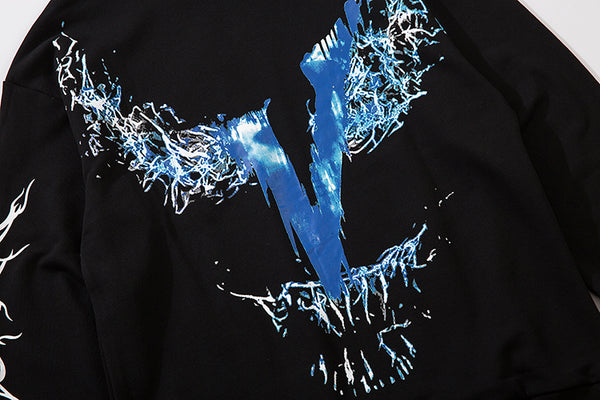 Men Blue Lightning Hoodie Sweatshirt Hip Hop Streetwear Hoodie Pullover Harajuku Autumn Winter Hoodies Cotton | Vimost Shop.